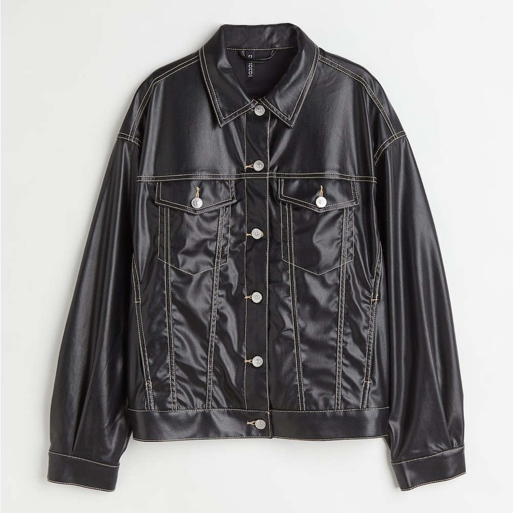 🆕 Divided H&M Size S Women’s Black Vegan Leather Jacket